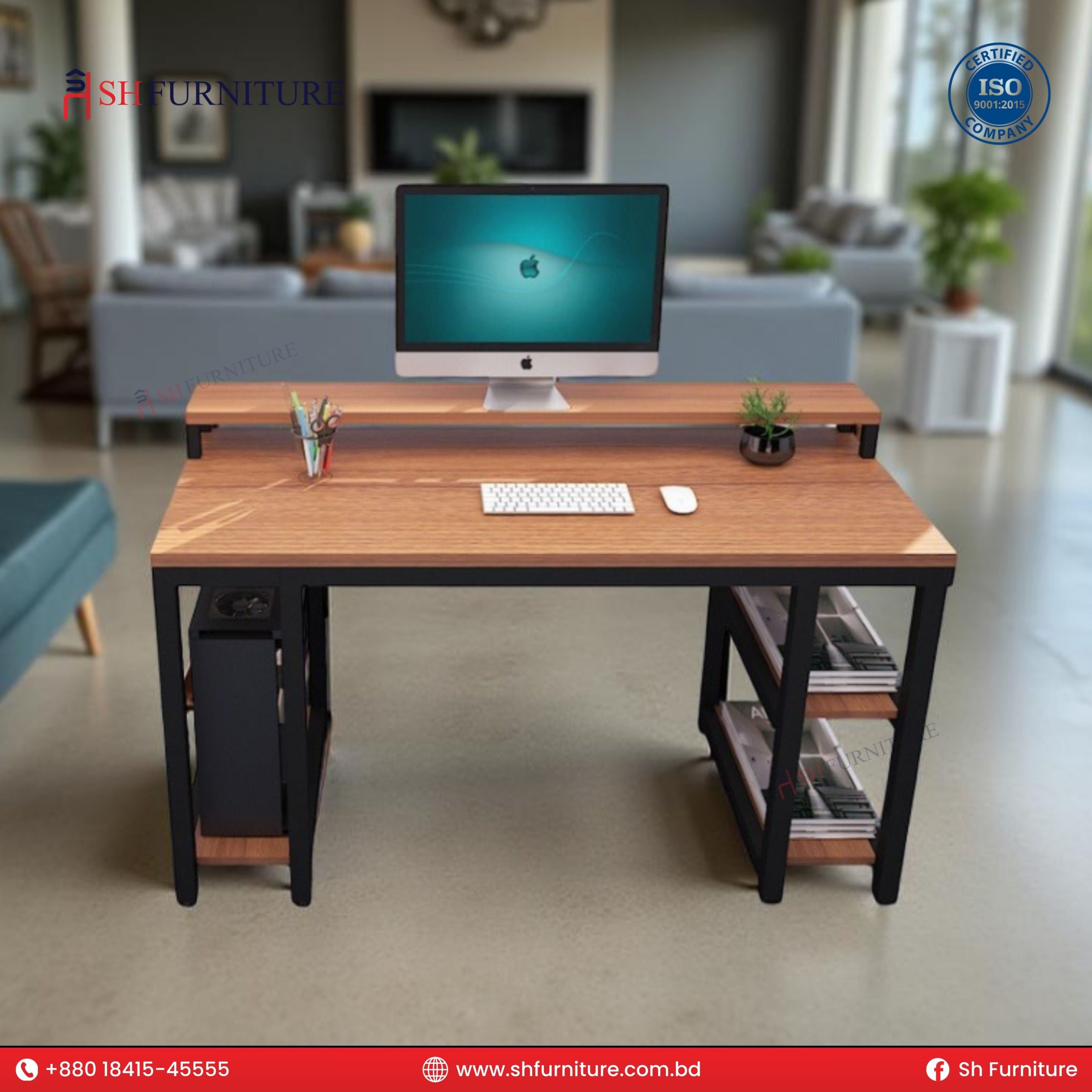 SH Furniture – New Desk with Shelve & CPU Stand