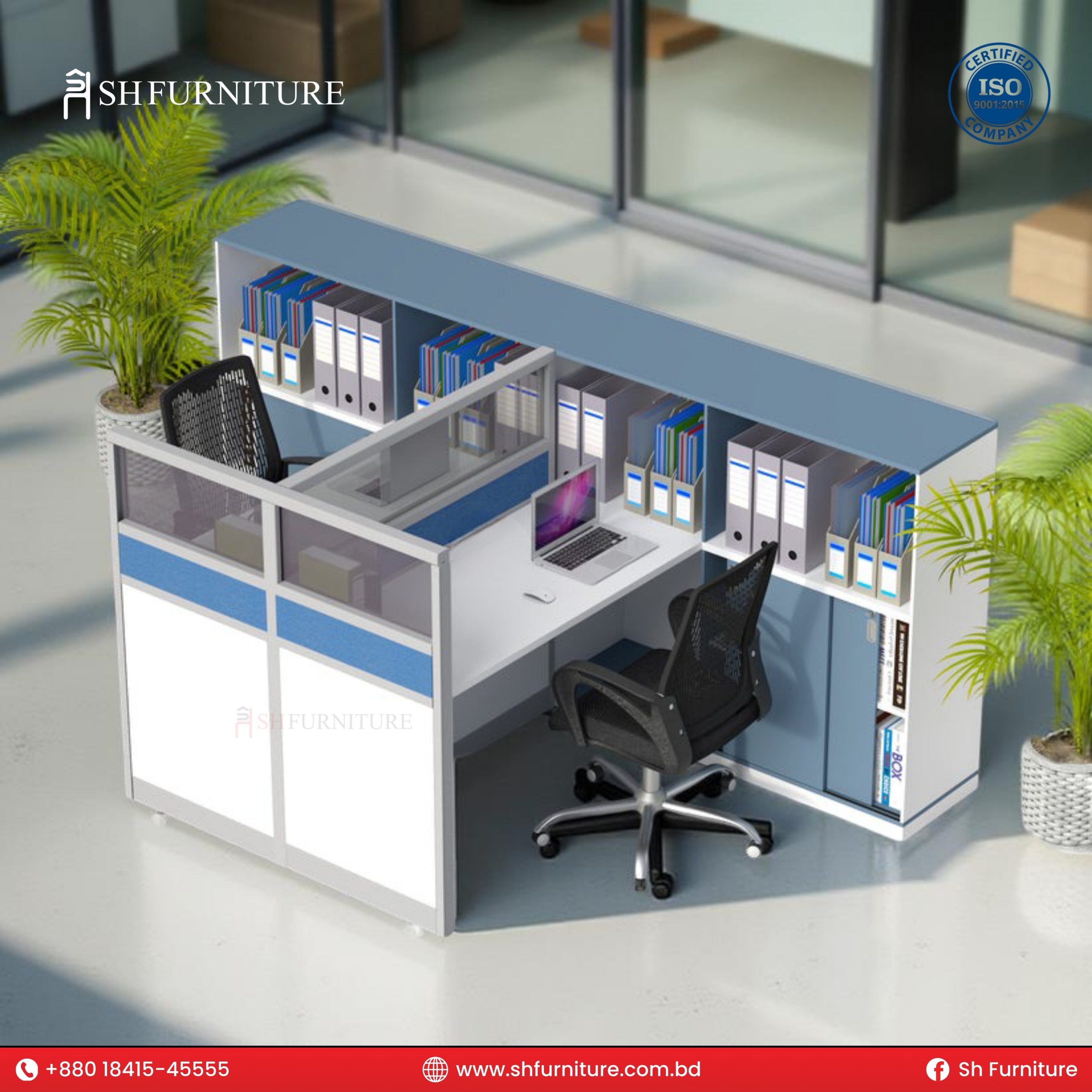 SH Furniture – Office Workstation Desk with Partition & Cabinet - Image 3